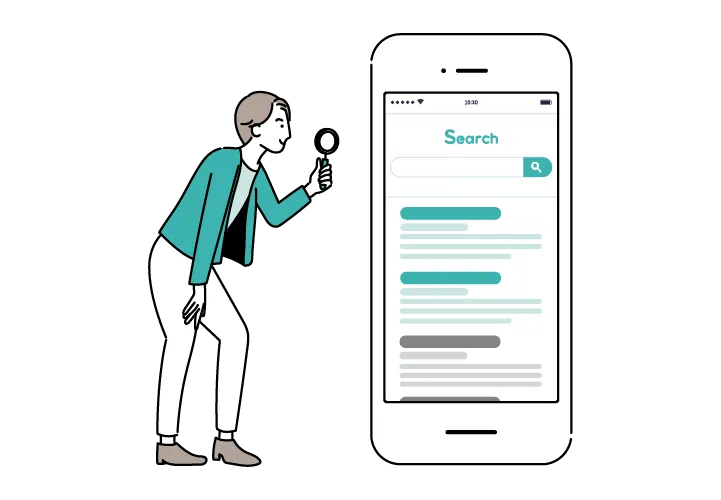 掲載場所を確認する男性