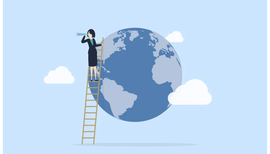 将来を見る女性