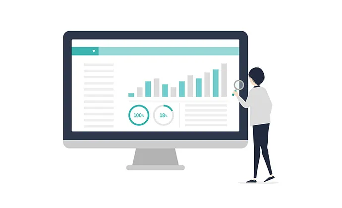 グラフを見る男性