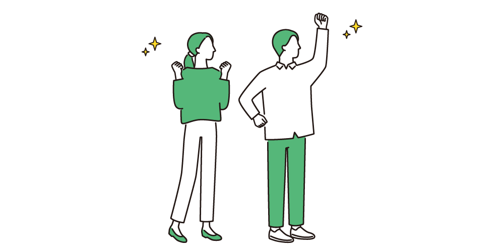 喜ぶ2人