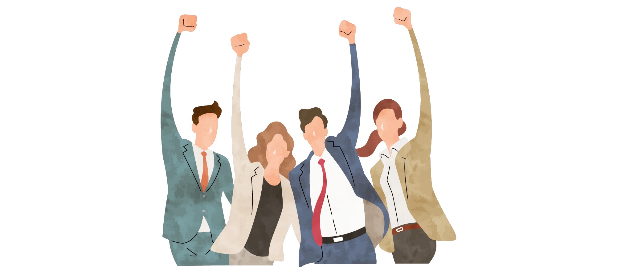 喜ぶ会社員たち