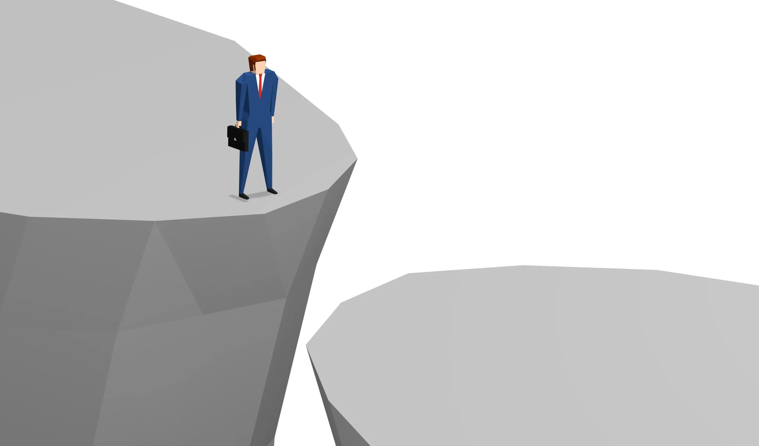 行き止まりで止まる男性