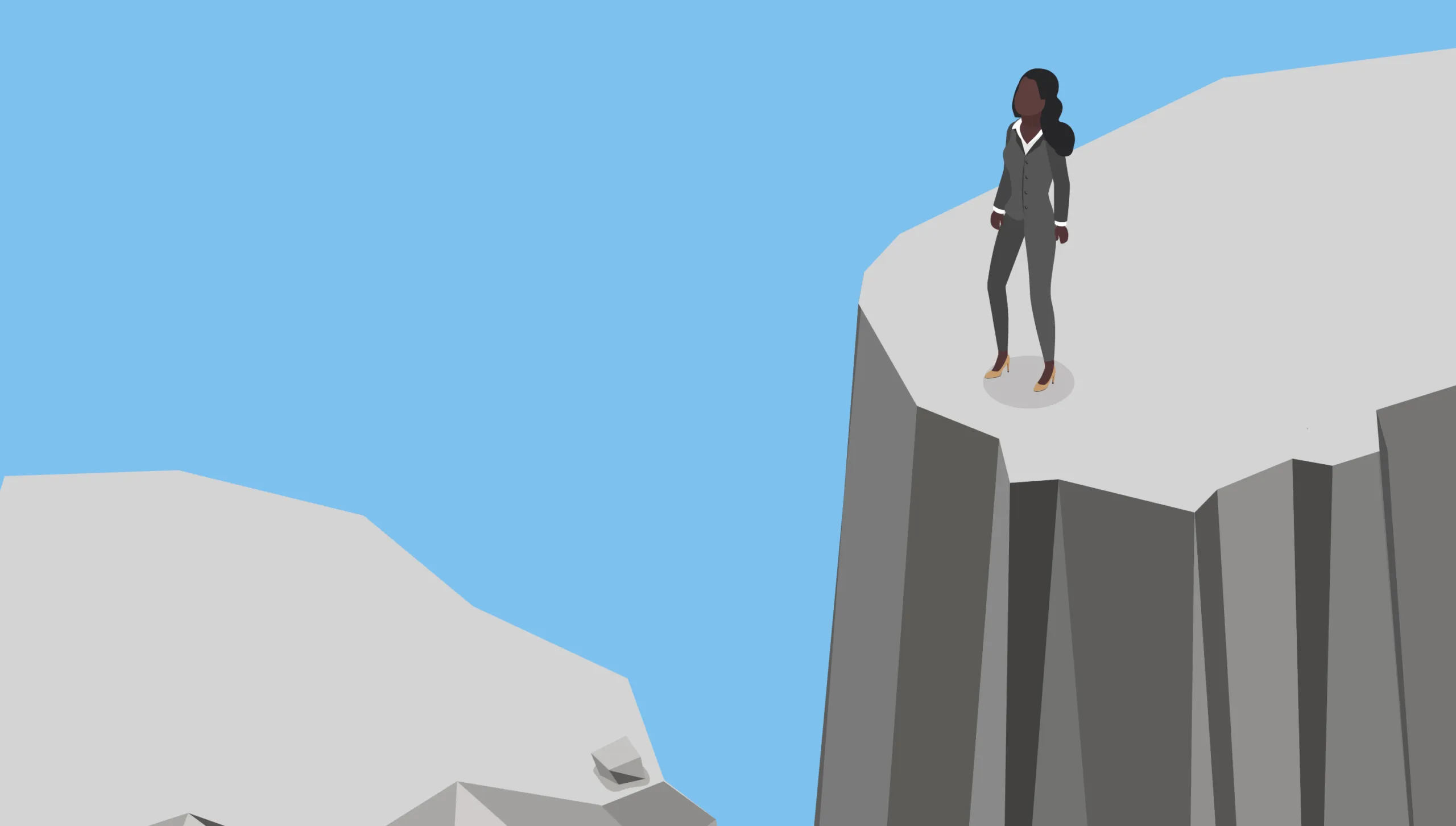 行き止まりで止まる女性