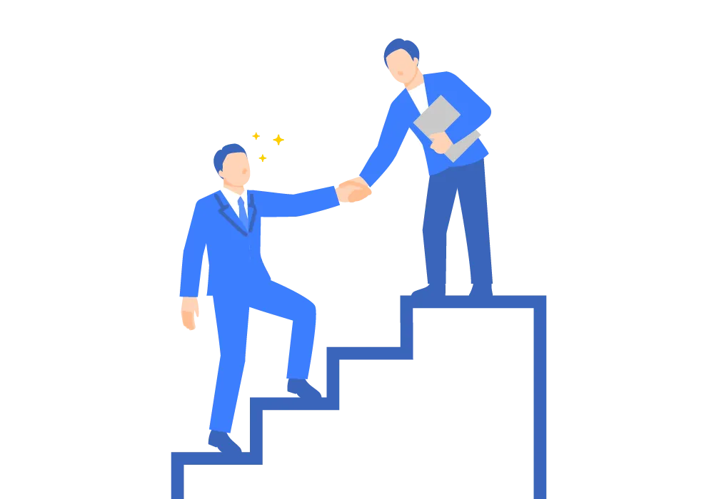 手を取り合う男性