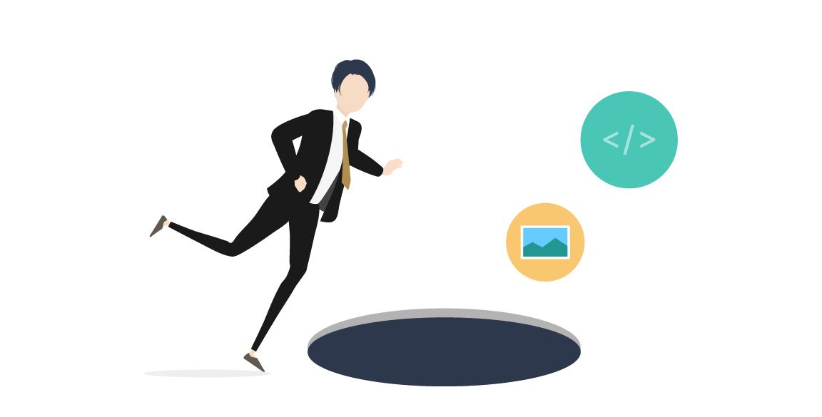 落とし穴に落ちる男性